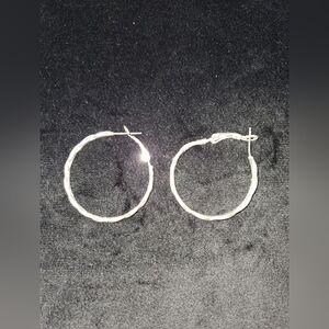 Elegant Silver Tone Twisted Hoop Earrings